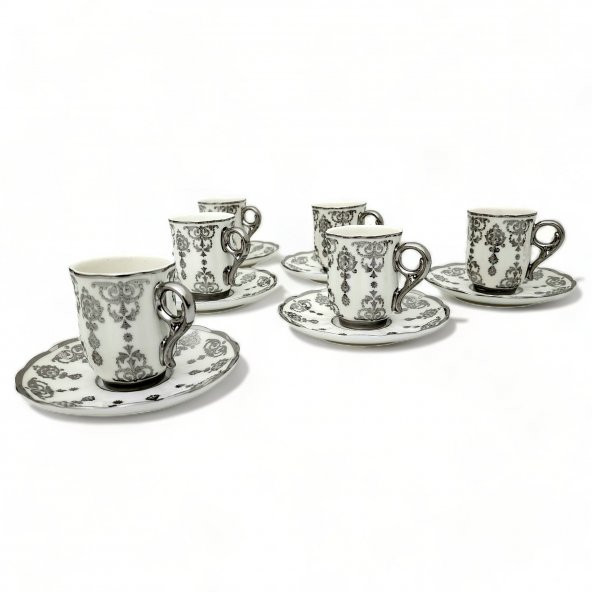 Aries Gümüş 6 Kişilik Kahve Fincanı Takımı - 90 ml - 6