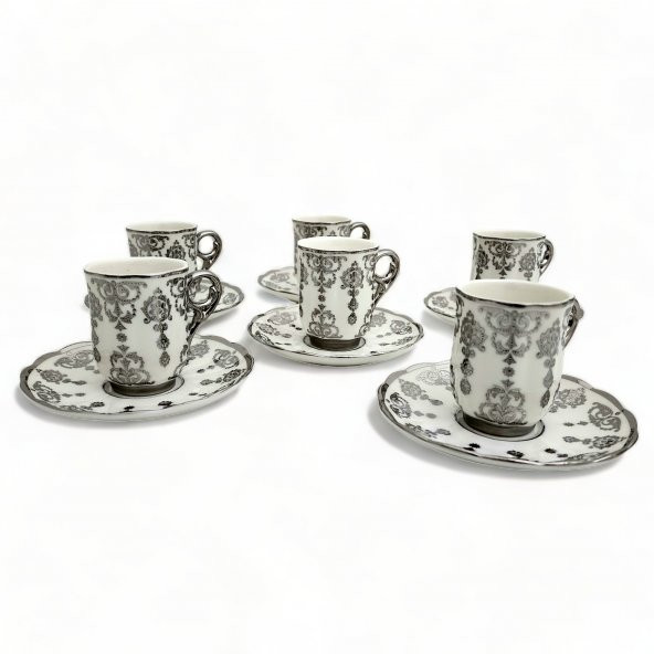 Aries Gümüş 6 Kişilik Kahve Fincanı Takımı - 90 ml - 8