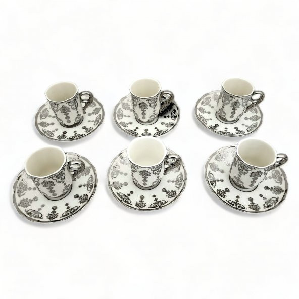 Aries Gümüş 6 Kişilik Kahve Fincanı Takımı - 90 ml - 9