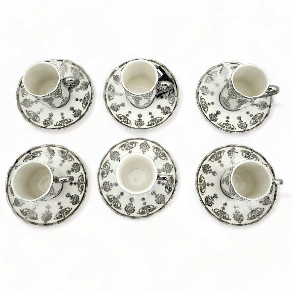 Aries Gümüş 6 Kişilik Kahve Fincanı Takımı - 90 ml - 10