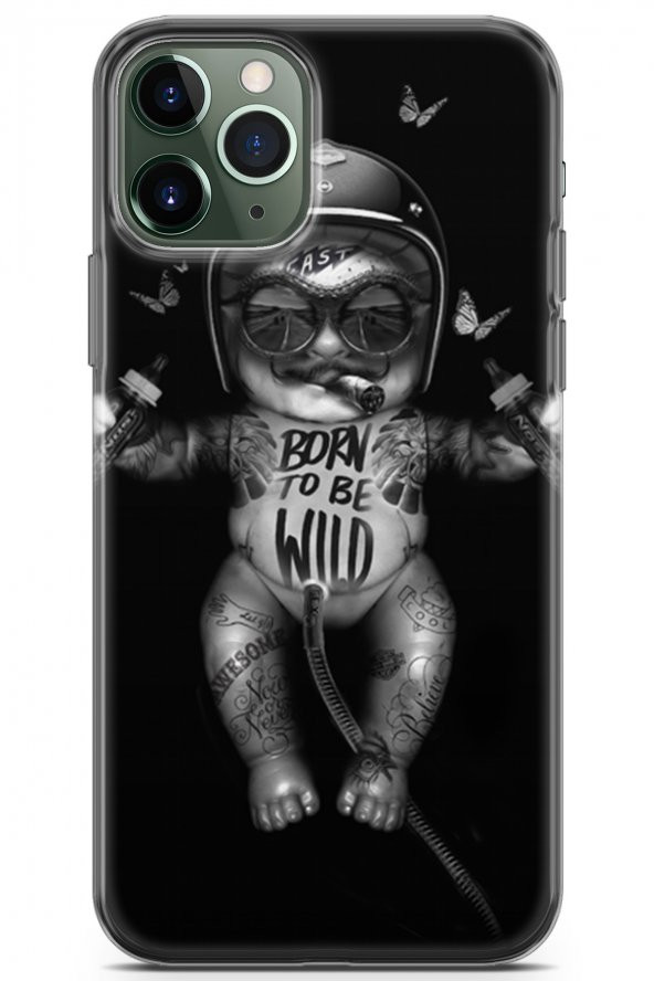 Apple iPhone 11 Pro Max Uyumlu Kılıf Words 29 Born To Be Leke Tutmaz Kapak Gri Beyaz