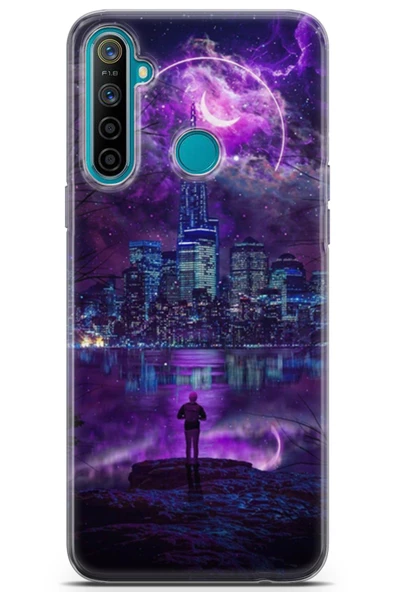 Realme 5i Uyumlu Kılıf Milano 23 Cyberpunk Animasyon Telefon Kabı Mor - 1