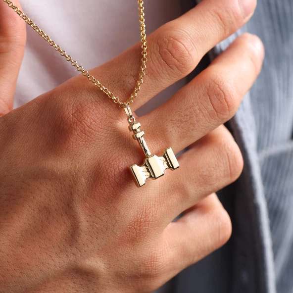 Altın Erkek Kolye Balta Tasarım Doç Zİncir - 3