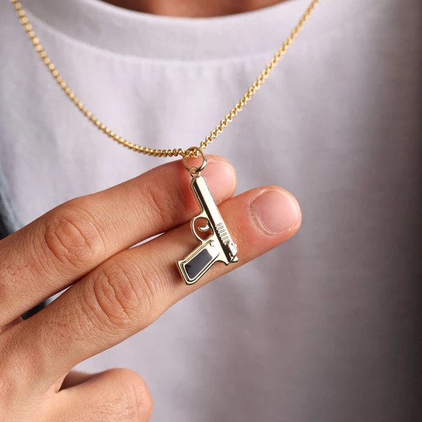 Altın Erkek Kolye Silah Tasarım Doç Zİncir - 2