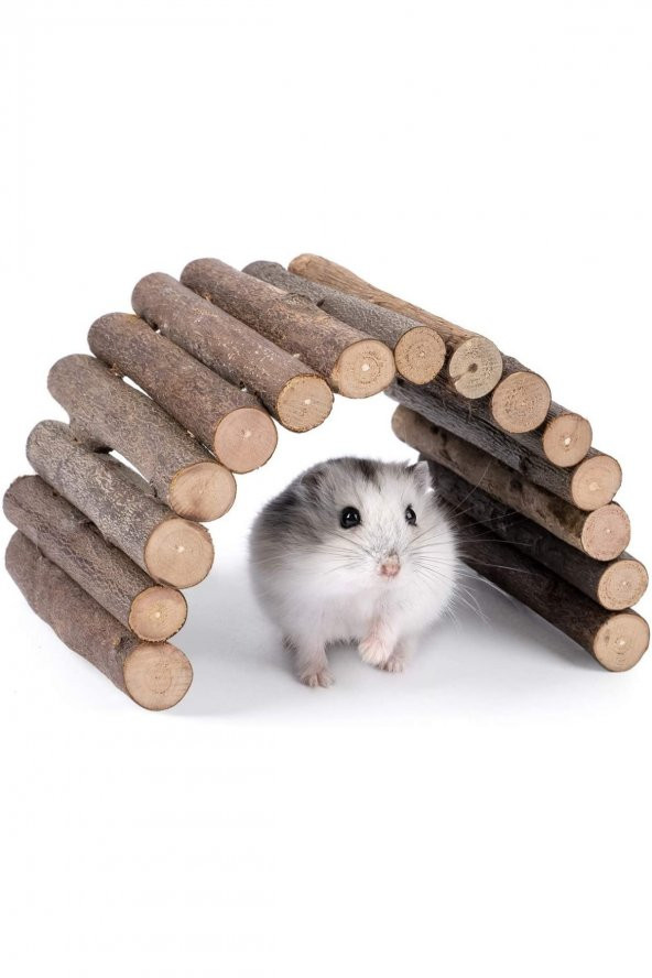 Alyones Doğal Ahşap Çubuklu Köprü - Hamster Fare Sıçan Kemirgenler Oyuncağı