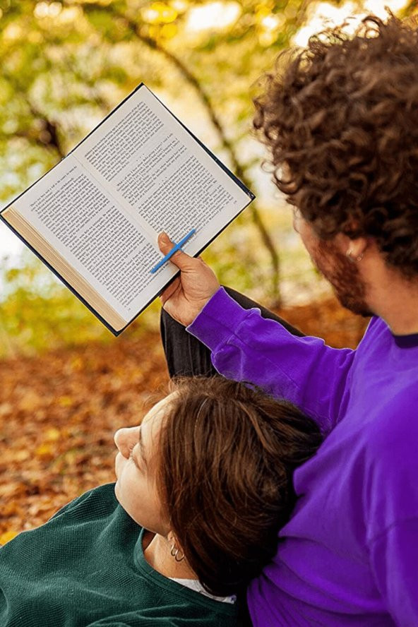 Bookeen Tek Elle Kullanım Için Mavi Kitap Okuma Yüzüğü - Sayfa Tutucu Imli Tasarım - Resim 3