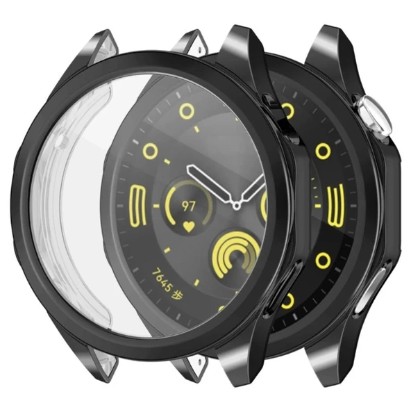 Huawei Watch GT4 46mm Uyumlu Kasa ve Ekran Koruyucu 360 Tam Koruma Silikon Kılıf - 3