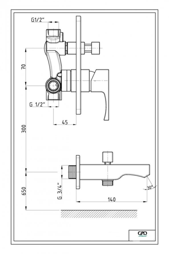 Fuego Tam Ankastre Banyo Bataryası Pirinç Krom - Resim 2