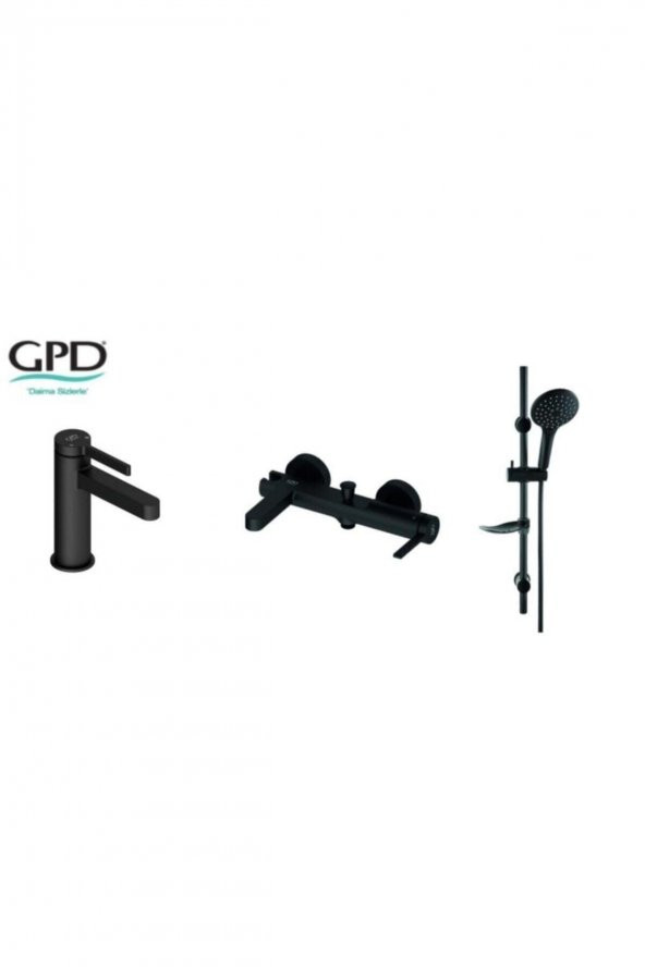 Gildo 3 Parça Siyah Armatür Musluk Batarya Banyo Seti Mlb165-s Mbb165-s Dst57-s