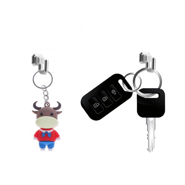 Çengelli Duvar Dolap Çekmece Kapı Metal Anahtar Askı Anahtarlık Askısı Vidalı (5 ADET) - 5