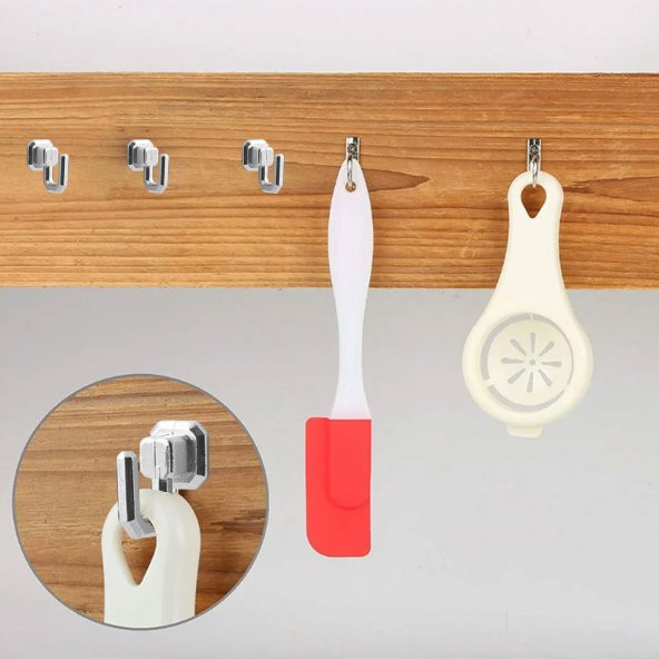 Çengelli Duvar Dolap Çekmece Kapı Metal Anahtar Askı Anahtarlık Askısı Vidalı (5 ADET) - 6