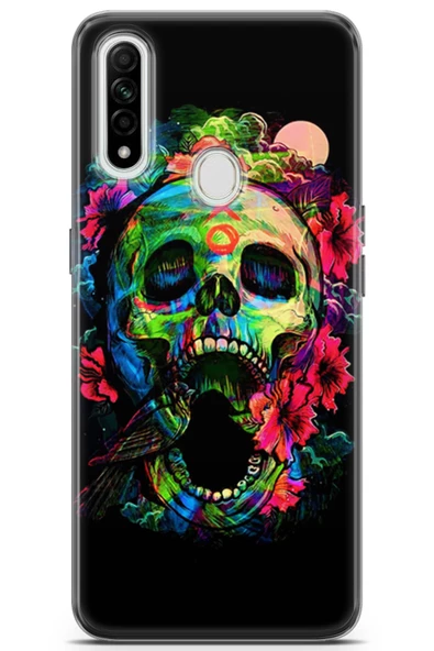 Oppo A31 Uyumlu Kılıf Milano 28 Kafatası Dövme İz Bırakmayan Kılıf Karışık Çok Renkli