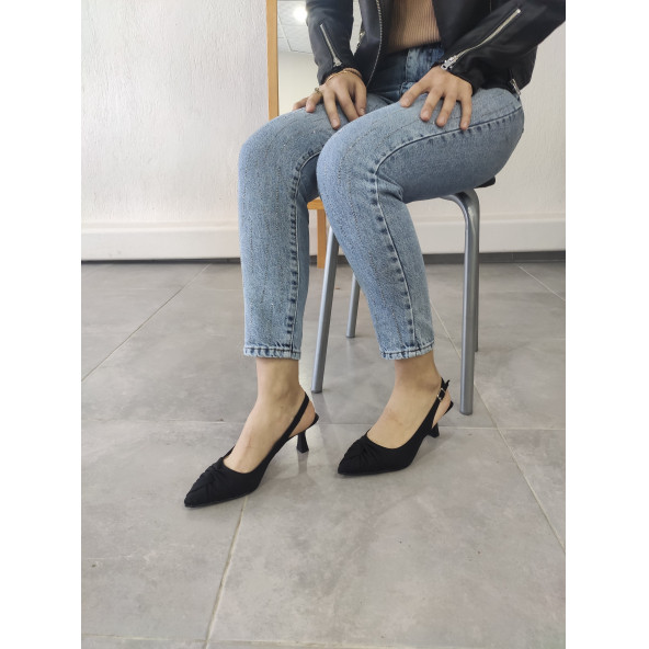 Tarzbu Lks İnce Topuklu Sivri Burun Siyah Abiye Ayakkabı - 3