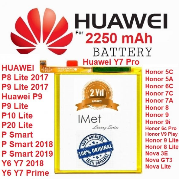 Huawei P20 Lite HB366481ECW 2250 mAh Batarya Pil Orijinal Kalite Uzun Ömürlü Yüksek Kapasite