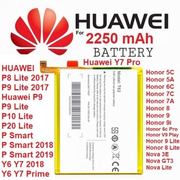 imet Huawei Enjoy 8E HB366481ECW 2250 mAh Batarya Pil Orijinal Kalite Uzun Ömürlü Yüksek Kapasite - 2