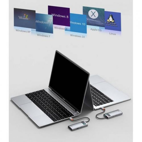 Baseus 4in1 Type-C HUB HDMI USB 2.0 USB 3.0 Usb Çoğaltıcı Görüntü Aktarım Kiti Macbook Laptop İpad - 7