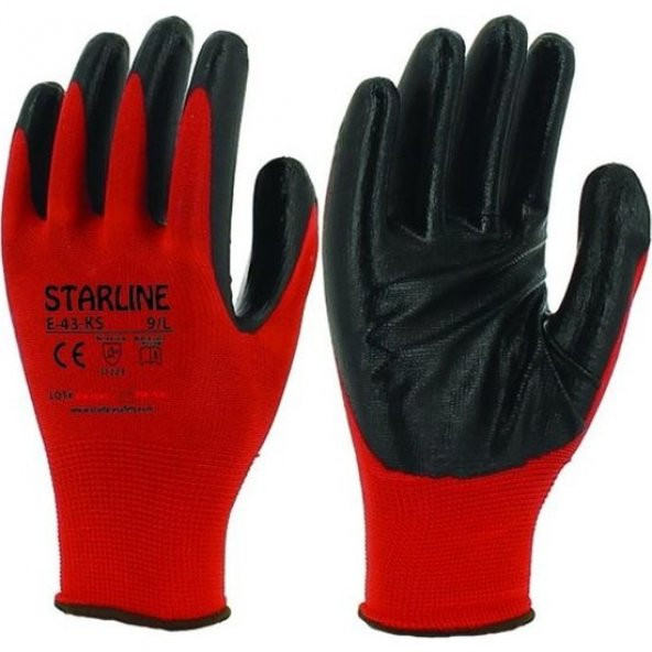 Starline Starlıne E-43KS Nitril Naylon Eldiven 12 Li No:10