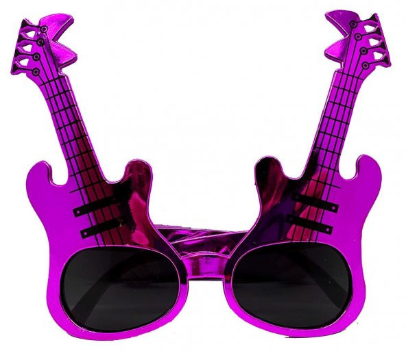 Fuşya Renk Gitar Şekilli Parti Gözlüğü 15x15 cm