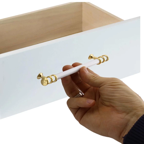 Sümbül Düz Mobilya Mutfak Dolabı Çekmece Dolap Kapak Kulpu Kulbu Beyaz Gold 160 Mm Metal Kulpları - 3