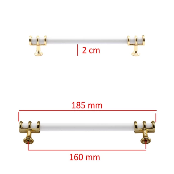 Sümbül Düz Mobilya Mutfak Dolabı Çekmece Dolap Kapak Kulpu Kulbu Beyaz Gold 160 Mm Metal Kulpları - 2