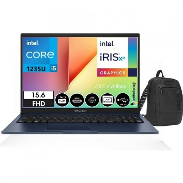 Asus Vivobook X1502ZA 15 Intel Core I5 1235U 12.nesil 16GB 512GB SSD Windows 11 Home 15.6 Fhd Taşınabilir Bilgisayar + Sırt Çantası Hediyeli