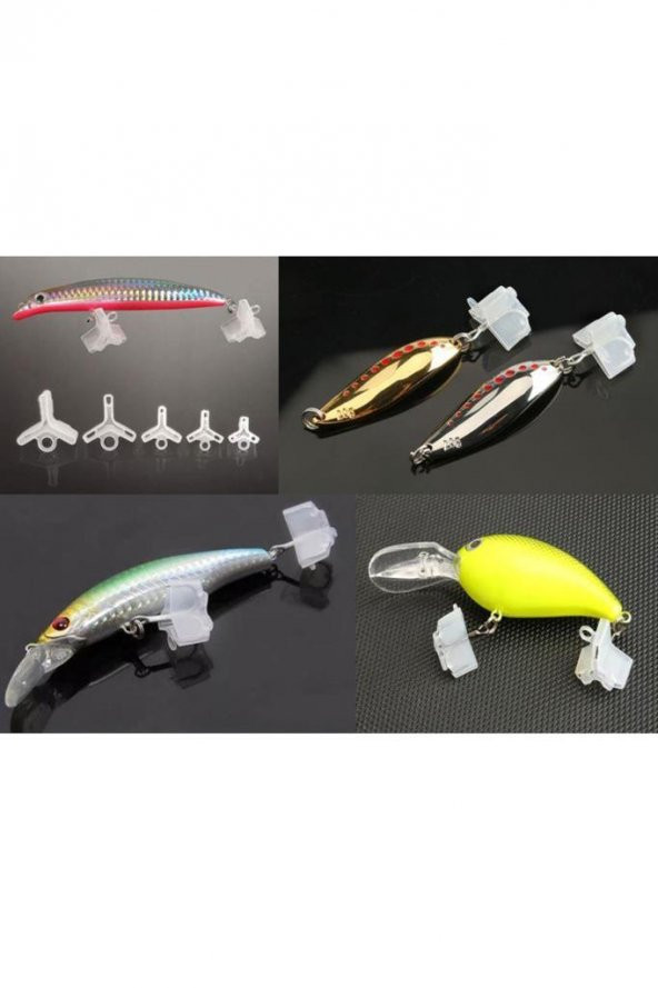 Plastik Sahte Yapay Yem 3 lü Kanca İğne Koruyucu Kapak 5 Boy 50 Adet - 7