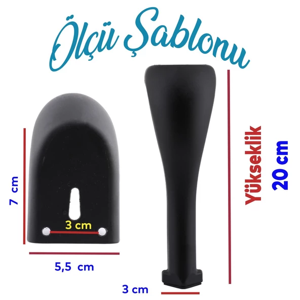 Masa Puf Tabure Tv Ünitesi Konsol Koltuk Ayağı Mobilya Ayakları Ayağı Metal Ayakları 20 Cm Siyah - Resim 2