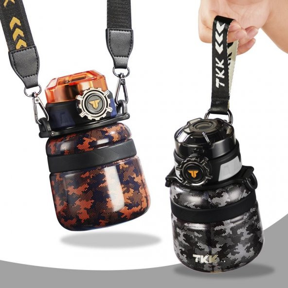 TKK Çelik Çocuk Matarası 600Ml Turuncu Kamuflaj - 4