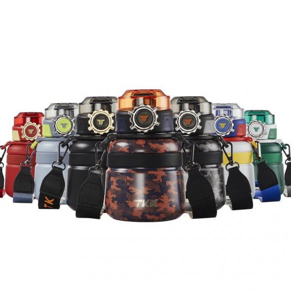 TKK Çelik Çocuk Matarası 600Ml Turuncu Kamuflaj - 11