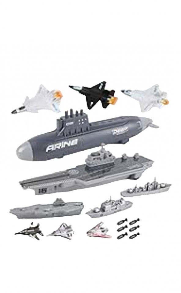 Oyuncak Savaş Gemisi ve Denizaltı Savaş Gemisi Savaş Uçağı ve Deniz Donanması Komple Set - 5