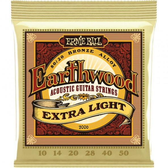 Ernie Ball 2006 Earthwood Extra Light Akustik Gitar Teli 10-50