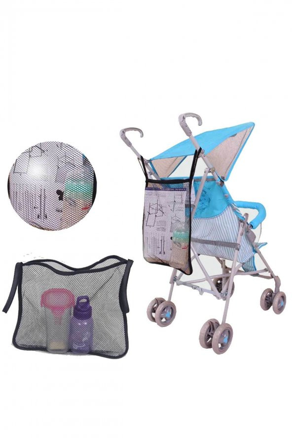 Revubaby Bebek Arabası Çantası Puset Alışveriş Filesi Çocuk Arabası Askı Filesi 30x24 CM Çanta