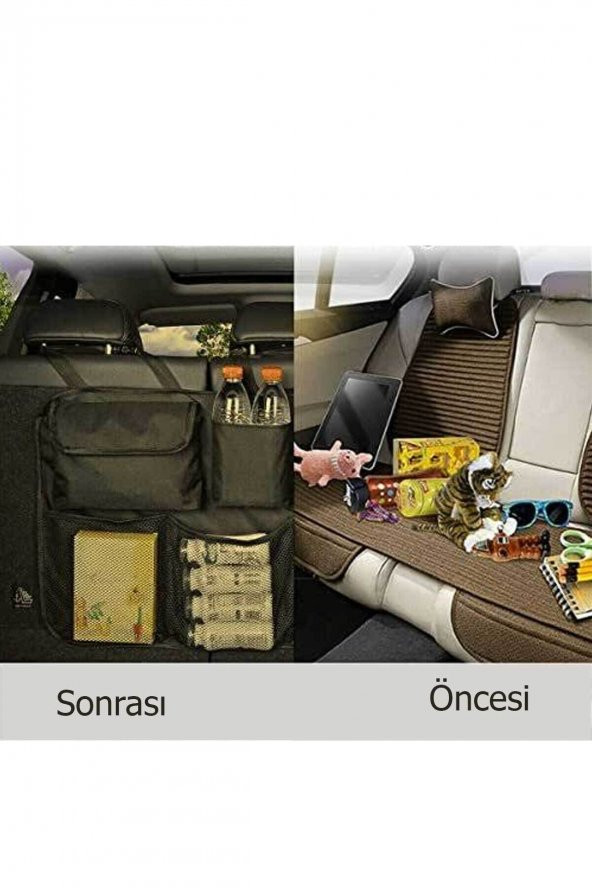 RevuBaby Araba Bagaj Düzenleyici Organizer Çanta Oto Koltuk Arkası Fileli Araba Bagaj Düzenleyici 8 Cepli - 3
