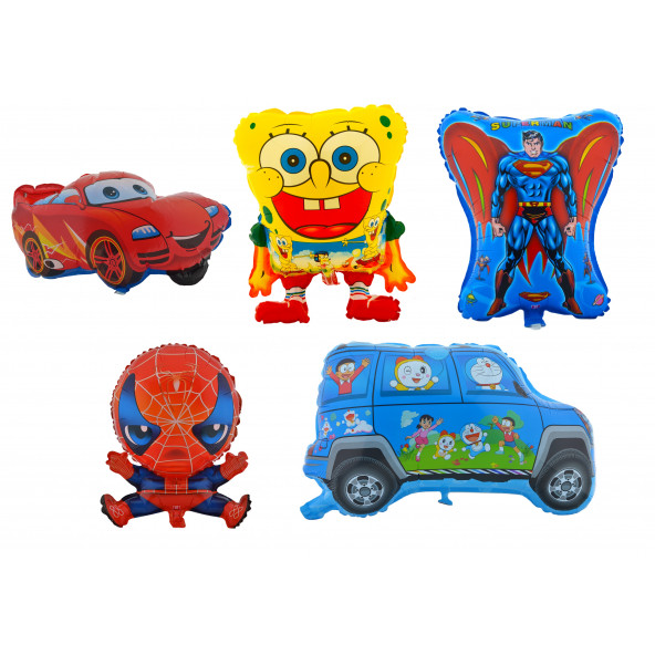 Büyük Boy 5 Adet Erkekler İçin Renkli Parti,Doğum Günü Süslemeleri Folyo Balon (helyum) Set1