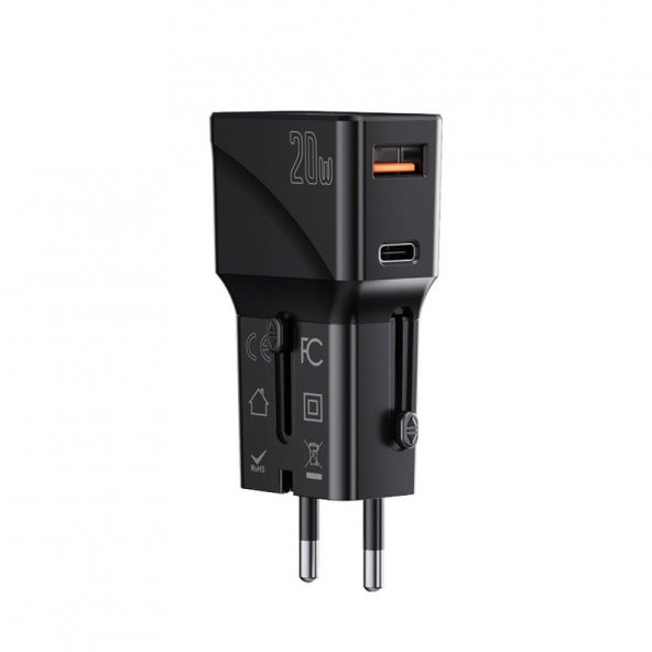 Yesido MC17 20W Type-C ve 20W Usb Girişli PD Şarj Adaptörü