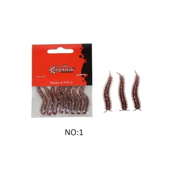 Captain Ajibishi Silk Worm 5.5cm LRF Silikon Yem 8'li - 2