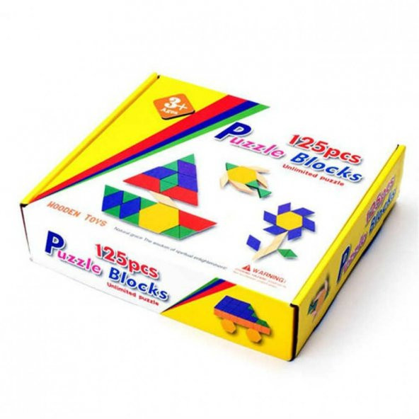 Sepetegelsin Ahşap 125 Parça Blok Tangram Puzzle