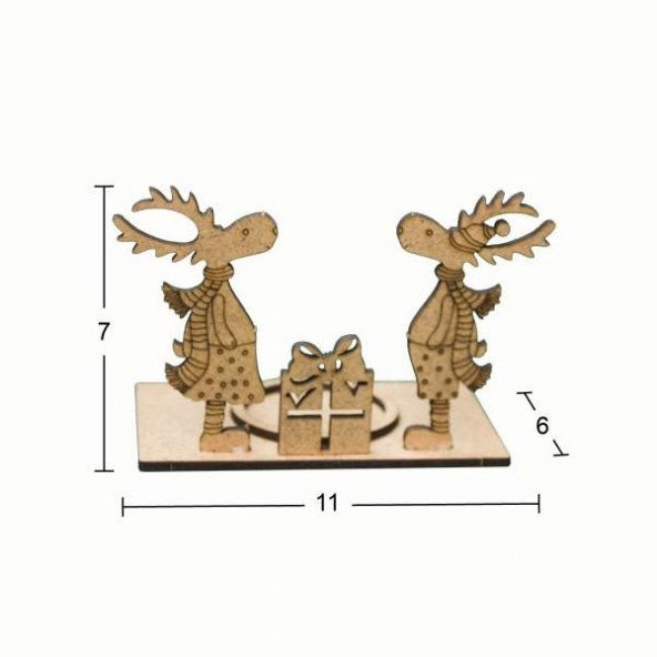 Ahşap Yılbaşı Süsü T-Light Mumluk YB18 ürün görseli