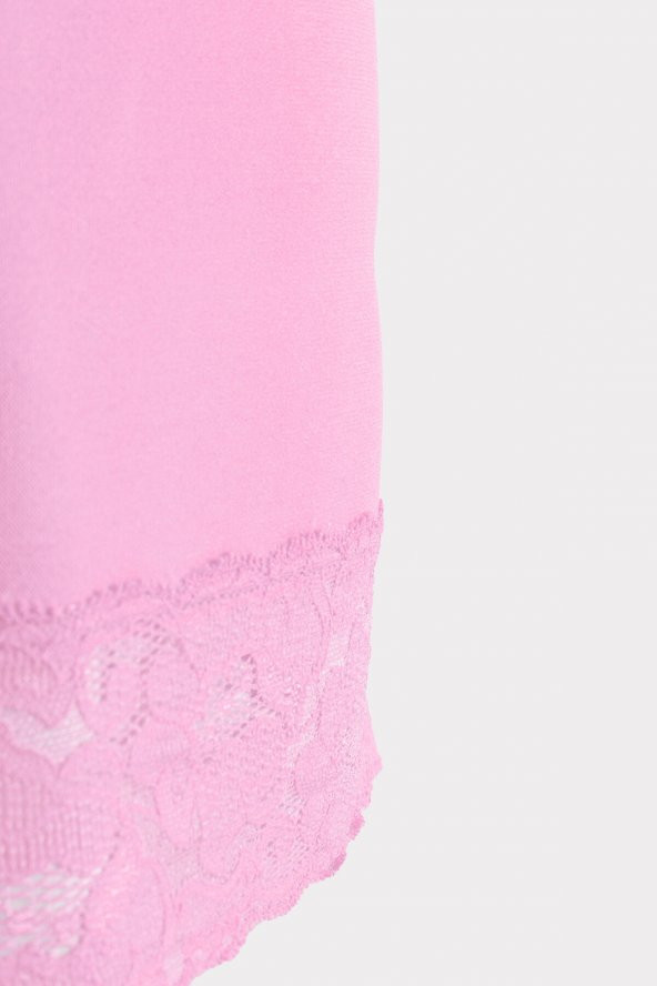 Pembe Seamless Dantelli Geniş Askılı Atlet - 2
