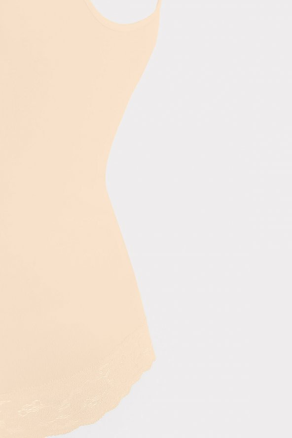 Ten Rengi Seamless Dantelli Geniş Askılı Atlet - 2