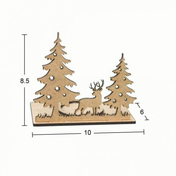 Ahşap Yılbaşı Süsü T-Light Mumluk YB19 ürün görseli