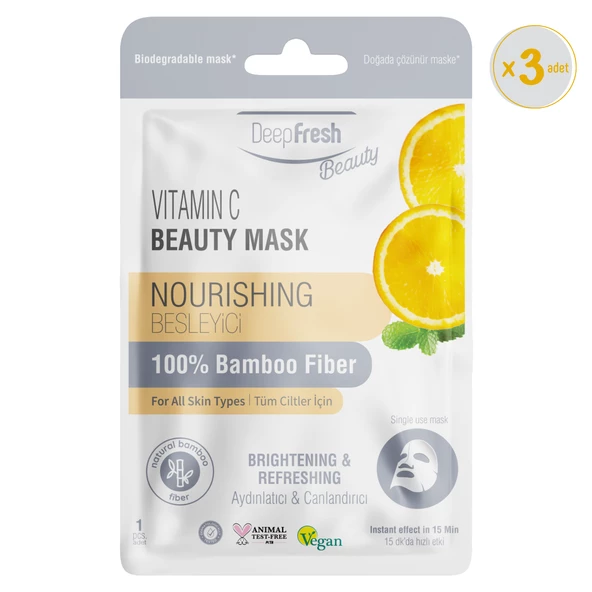 Deep Fresh C Vitamini Aydınlatıcı ve Canlandırıcı Kağıt Yüz Maskesi 3 adet