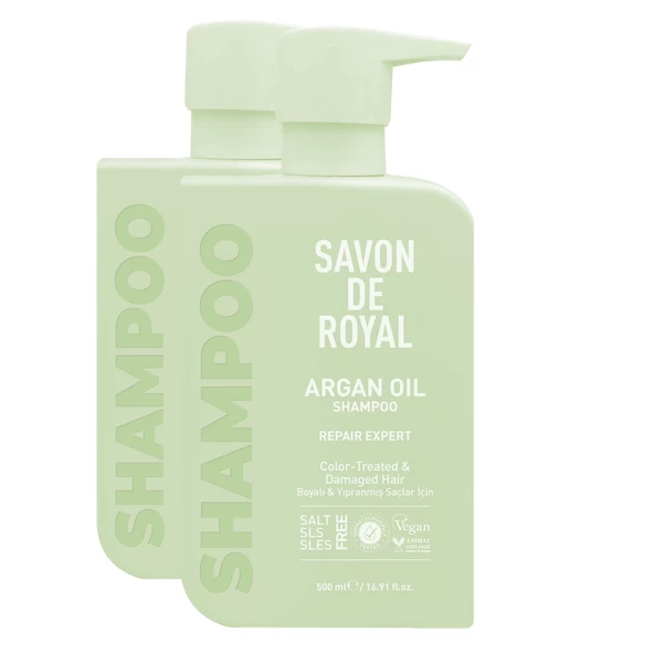 Savon De Royal Argan Yağı İçeren Boyalı & Yıpranmış Saçlar İçin Onarım Uzmanı Şampuan 500 ml 2 adet - 2