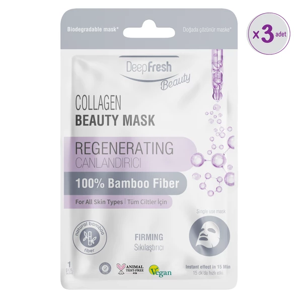 Deep Fresh Collagen Canlandırıcı Sıkılaştırıcı Kağıt Yüz Maskesi 3 adet