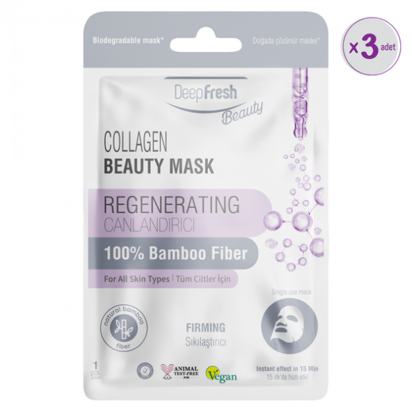 Deep Fresh Collagen Canlandırıcı Sıkılaştırıcı Kağıt Yüz Maskesi 3 adet