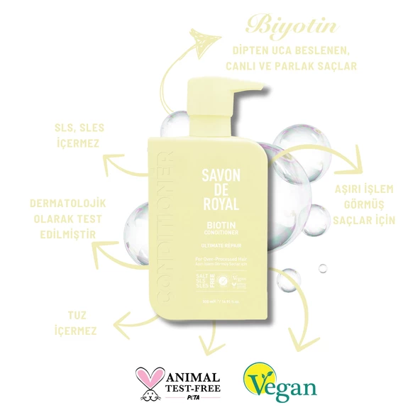 Savon De Royal - Biyotin İçeren - Aşırı İşlem Görmüş Saçlar İçin Onarım Etkili Saç Kremi 500 ml - 3