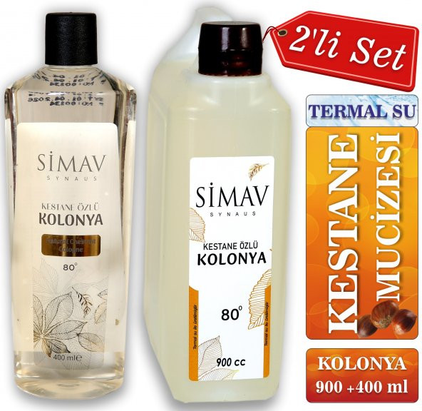 SİMAV Kestane Özlü ve Termal Sulu Kolonya 2li Set 900ml + 400ml