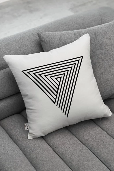 Beyaz Zemin Siyah Desenli Modern 4lü Dekoratif Kırlent Kılıfı Seti - 10