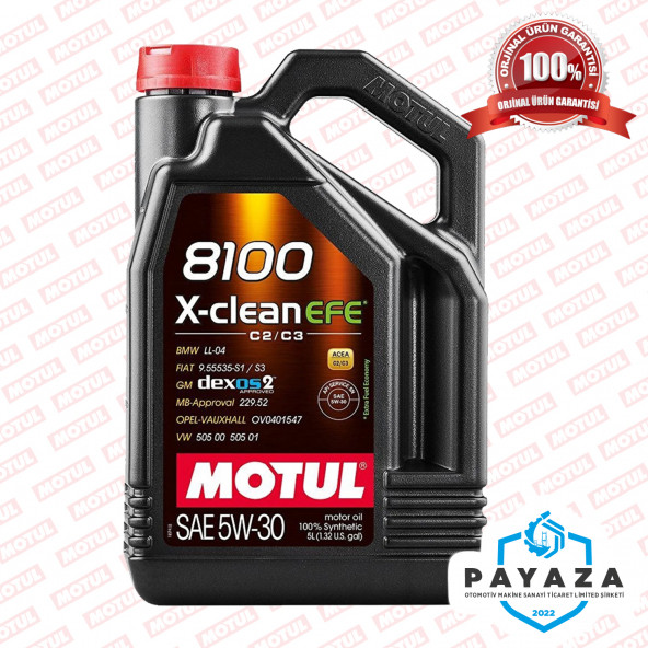 MOTUL 8100 X-CLEAN EFE 5W-30 Tam Sentetik Benzin/LPG ve Dizel Araçlar İçin Motor Yağı 5 Litre