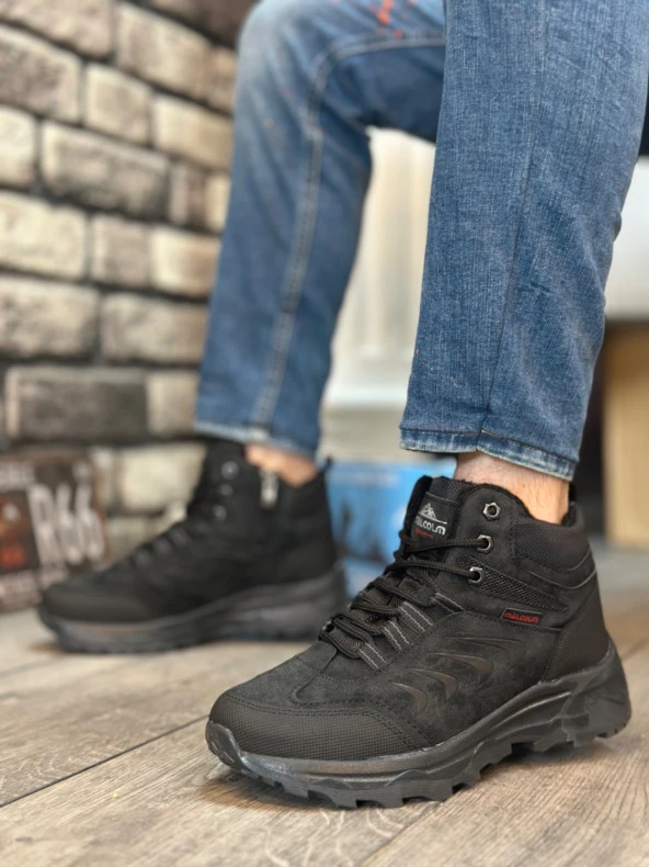 BA0322 Kalın Termo Taban Siyah Erkek Trekking Outdoor Yarım Bilek Bot - Resim 2